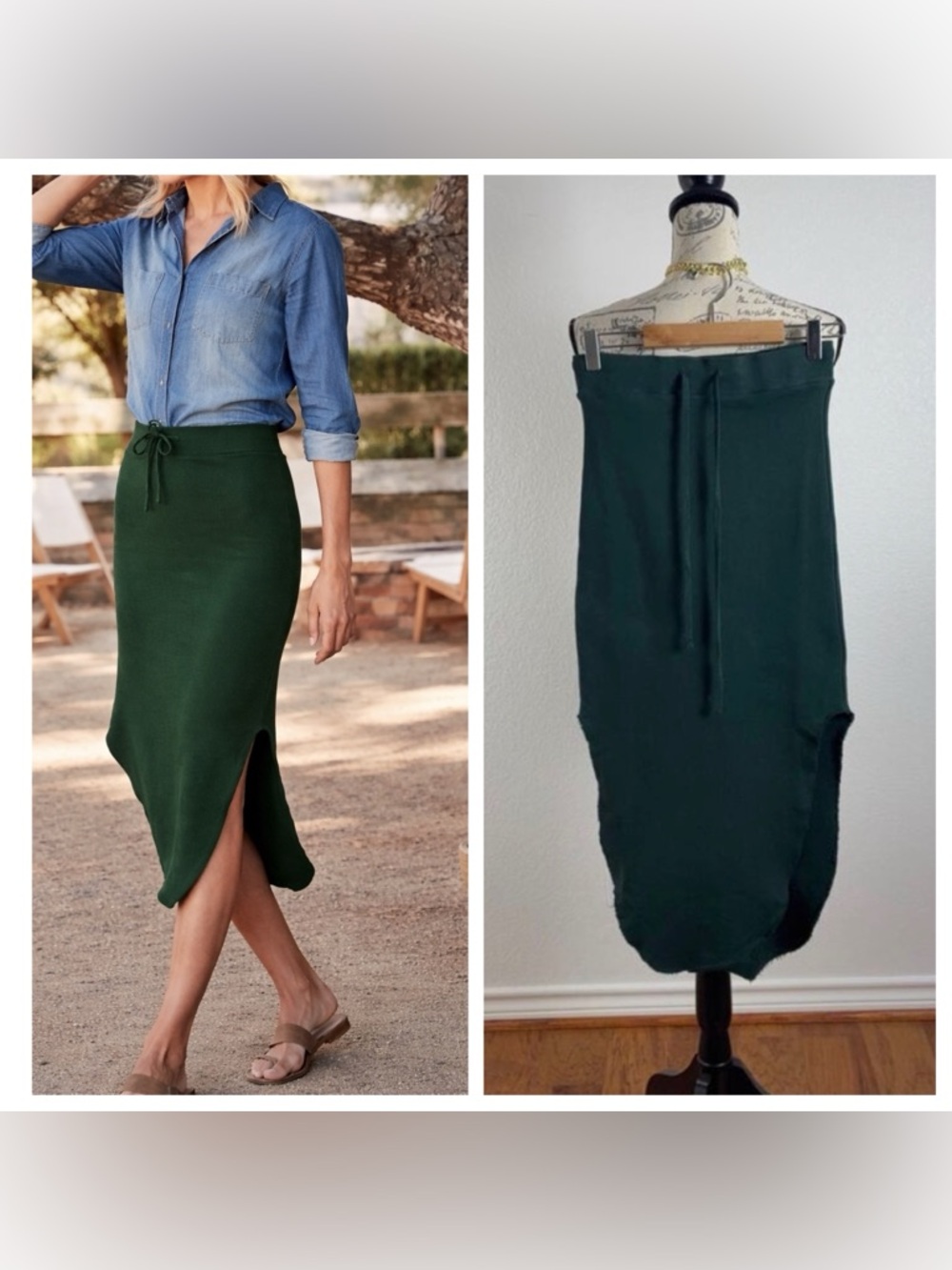 B38 Frank & Eileen‎ Donegal Unforgettable Fleece Midi Skirt Womens XS Classic